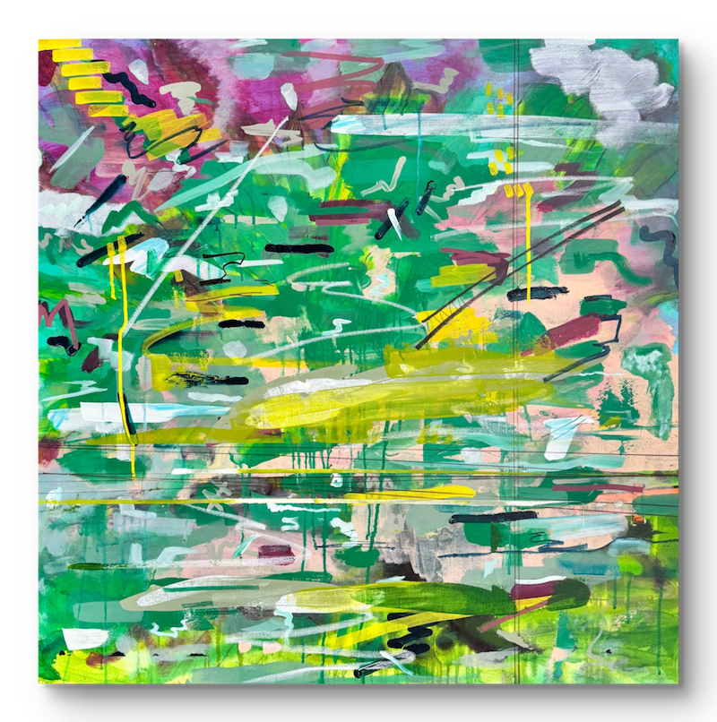 Verdant Motion — 36×36 abstract painting for sale in Atlanta by Romildo Marranci