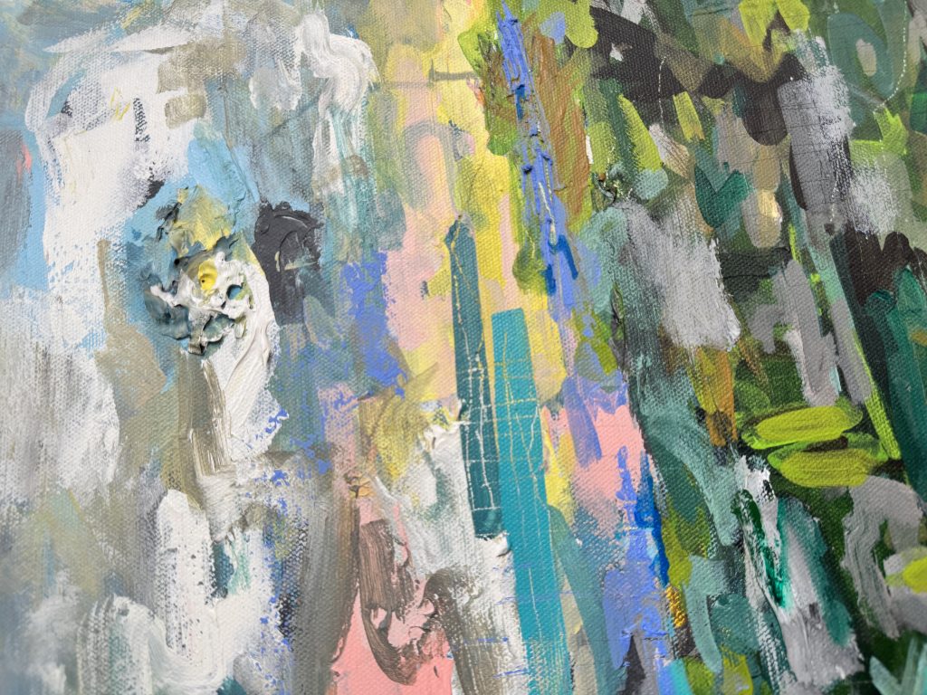 Whispers of Sky Over Verdant Fields — tranquil abstract landscape painting by Romildo Marranci, available in Atlanta