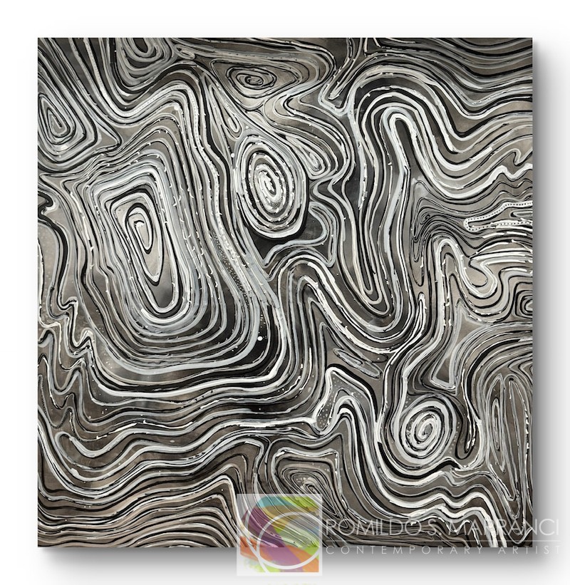 Topography of Me painting by Romildo Marranci – abstract fingerprint and pathway art in Atlanta