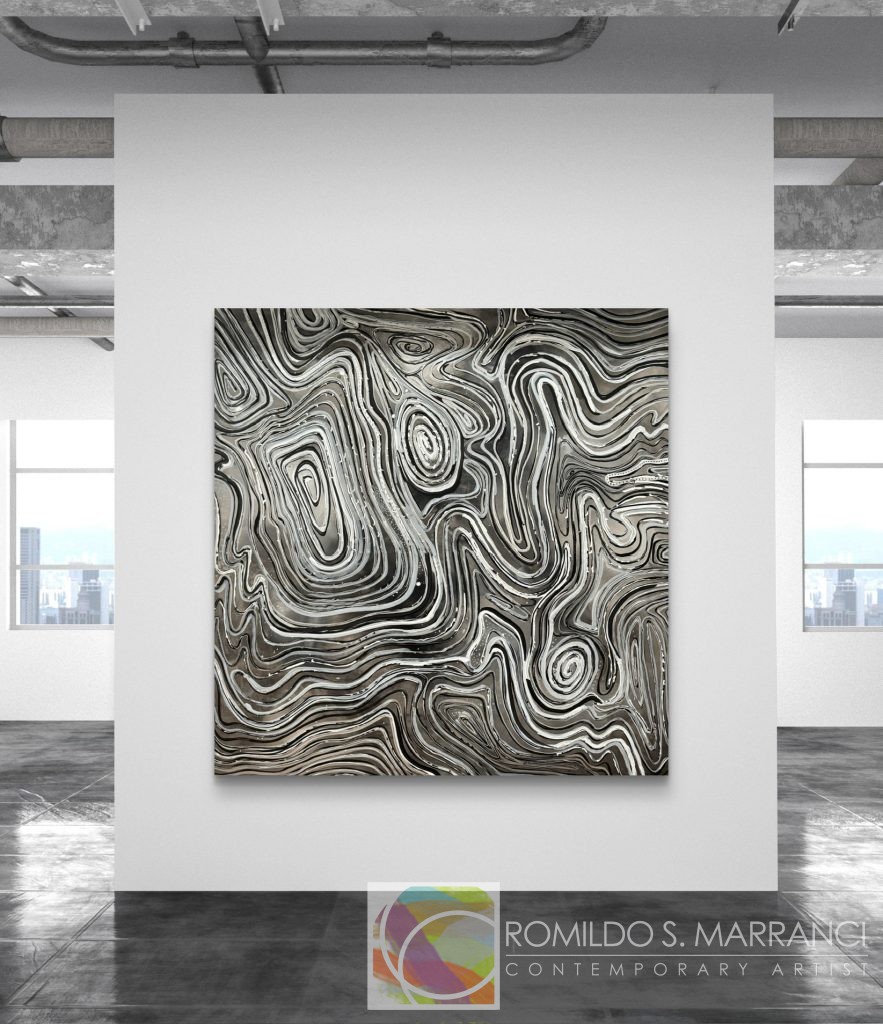 Topography of Me painting by Romildo Marranci – abstract fingerprint and pathway art in Atlanta
