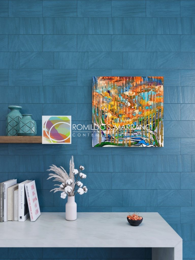 Mapquest Had One Job abstract landscape painting by Romildo Marranci, Atlanta contemporary acrylic mixed media on canvas