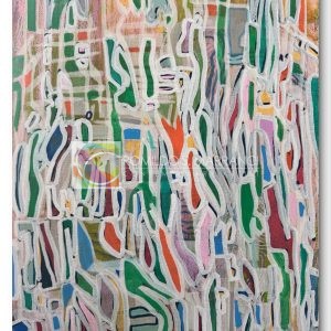 Atlas Afterparty abstract map painting by Atlanta artist Romildo Marranci, colorful modern cartography style